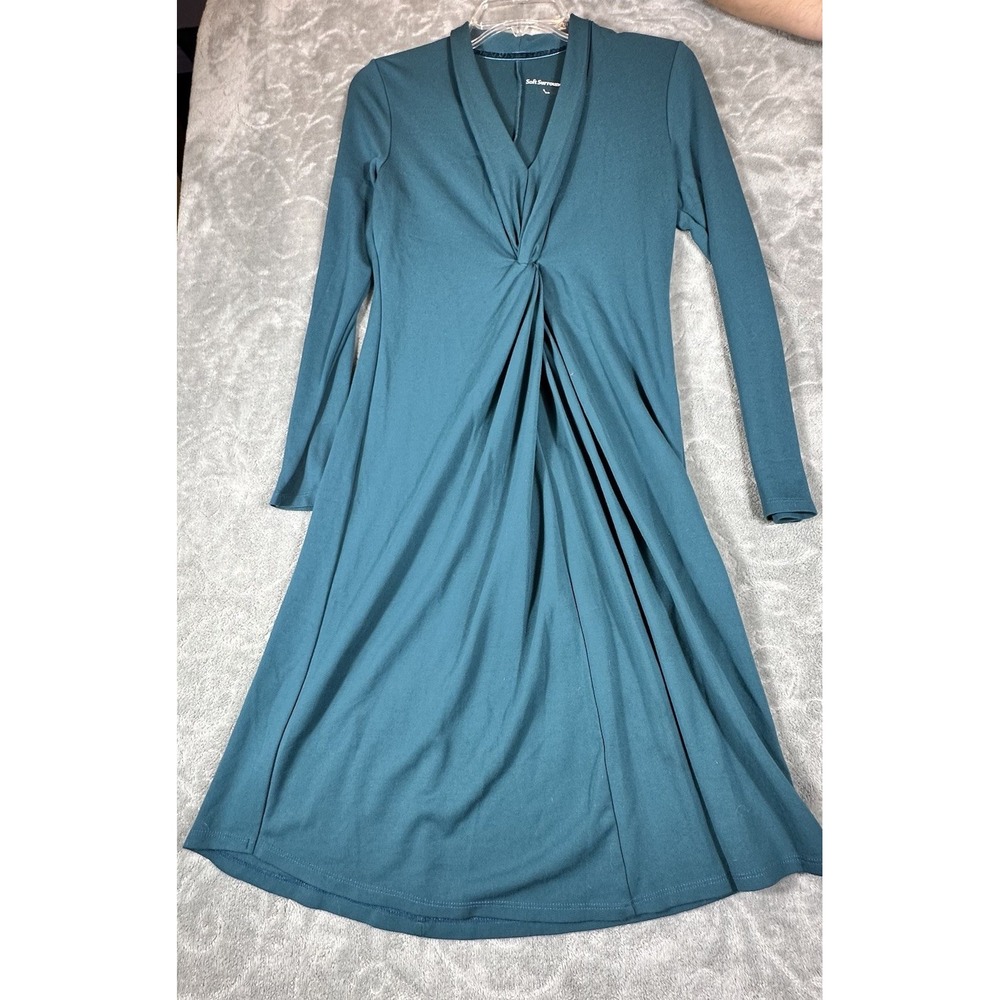 Soft Surroundings Lagia Midi Dress Twist Front Teal Women's XS Wedding Cocktail
